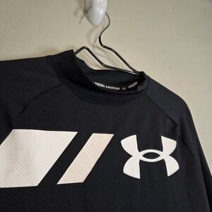 Under Armour ColdGear Mock Neck Compression Shirt Mens Medium Black Long Sleeve